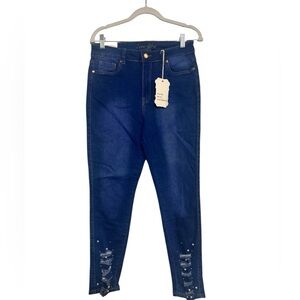 Love You Women’s Jeans Destressed Pearls  Size 11/12 NWT (676)